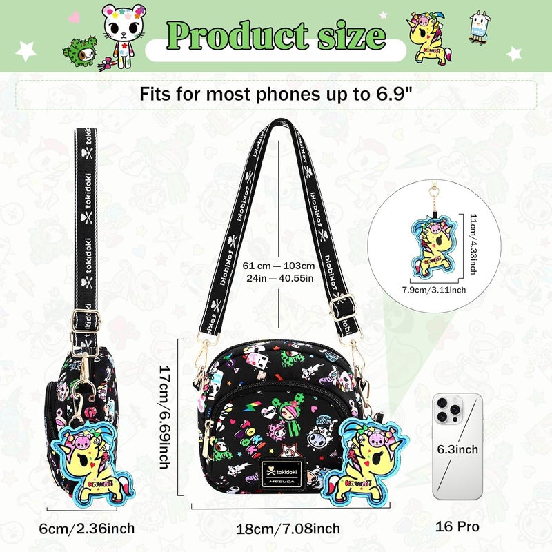 Tokidoki حقيبة كتف صغيرة مع سلسلة مفاتيح يونيكورن حقيبة صغيرة لطيفة هدية للفتيات المراهقات للتسوق والسفر - Image 2